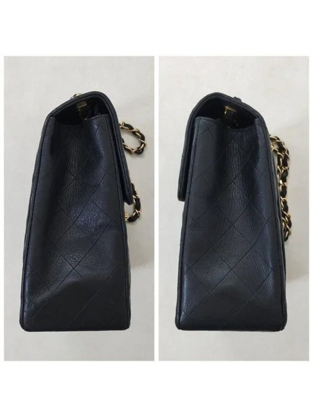 Authentic CHANEL Jumbo Maxi XL 24K Gold Flap Bag Lambskin Chain Shoulder Black - Picture 6 of 15